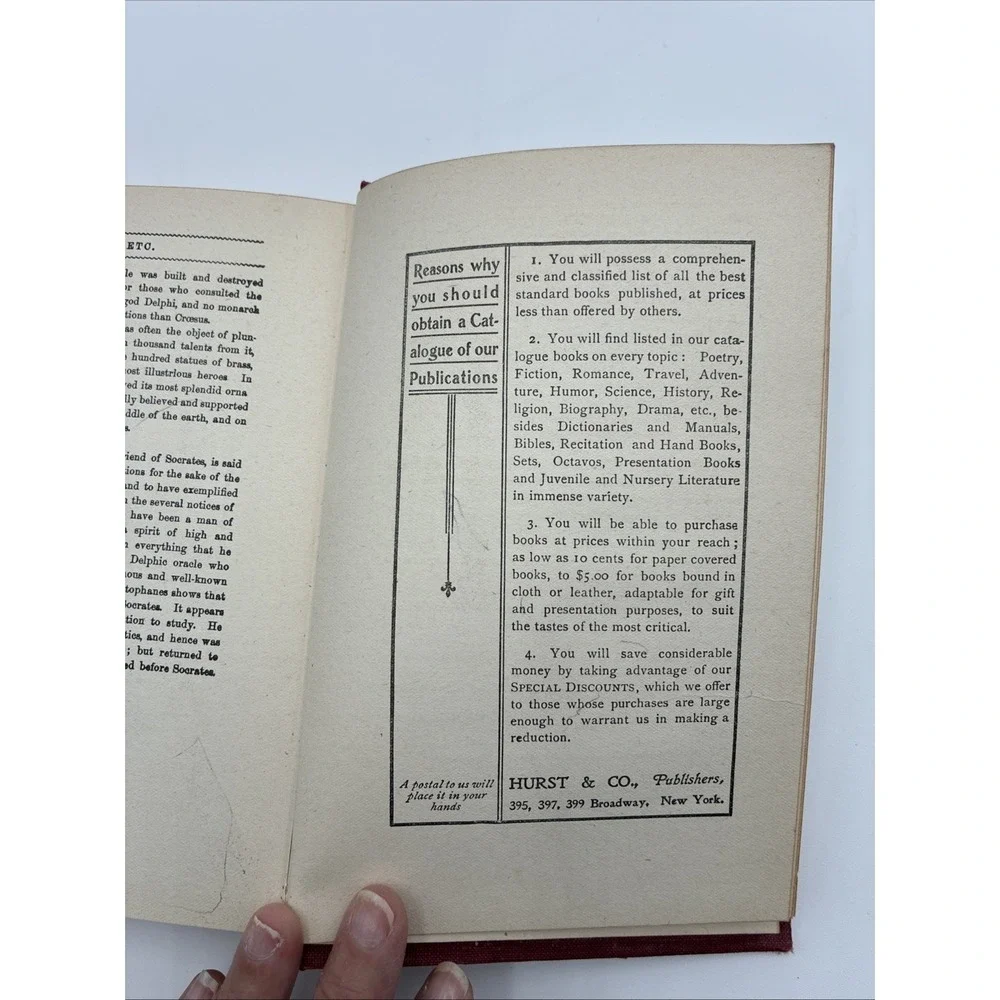 Plato On The Immortality Of The Soul Phaedo Hurst & Co Antique Hardcover Red